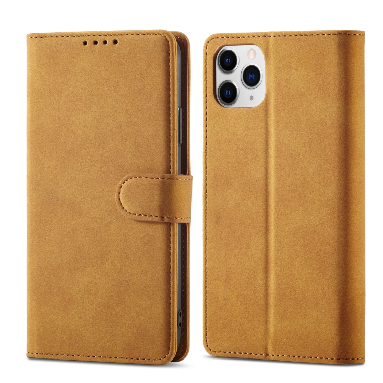 

Frosted Anti-theft Brush Horizontal Flip Leather Case with Holder & Card Slots & Wallet For iPhone 11 Pro Max(Yellow)