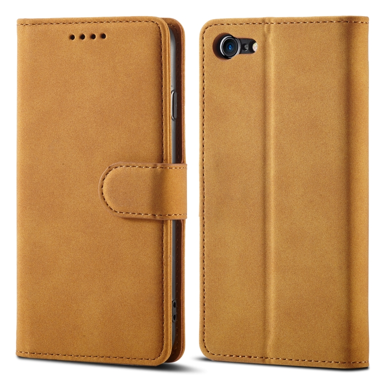 

Frosted Anti-theft Brush Horizontal Flip Leather Case with Holder & Card Slots & Wallet For iPhone 8 Plus & 7 Plus(Yellow)