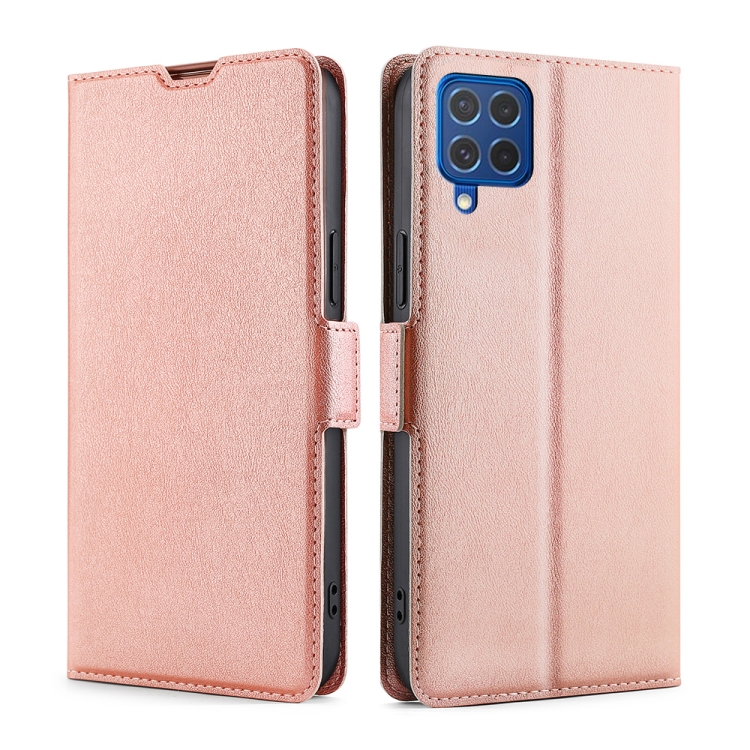 

For Samsung Galaxy F62 / M62 Ultra-thin Voltage Side Buckle PU + TPU Horizontal Flip Leather Case with Holder & Card Slot(Rose Gold)