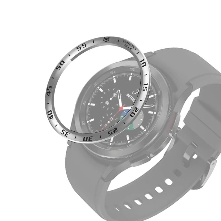 

For Samsung Galaxy Watch4 Classic 42mm Smart Watch Steel Bezel Ring, A Version(Silver Ring Black Letter)