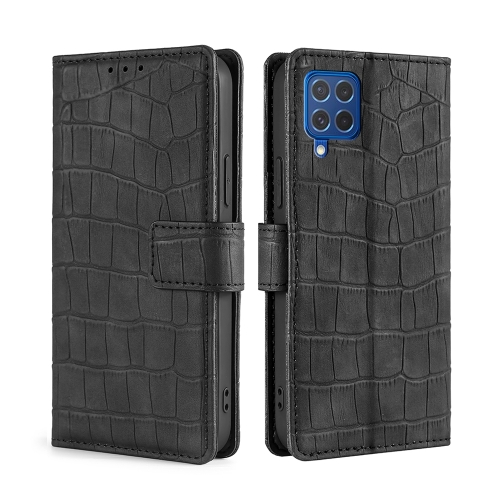 

For Samsung Galaxy F62 / M62 Skin Feel Crocodile Texture Magnetic Clasp Horizontal Flip PU Leather Case with Holder & Card Slots & Wallet(Black)