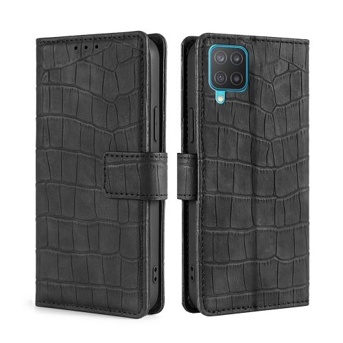 

For Samsung Galaxy M12 / F12 Skin Feel Crocodile Texture Magnetic Clasp Horizontal Flip PU Leather Case with Holder & Card Slots & Wallet(Black)