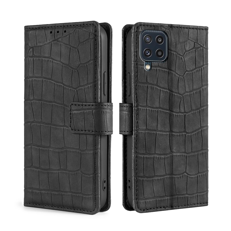 

For Samsung Galaxy M32 Skin Feel Crocodile Texture Magnetic Clasp Horizontal Flip PU Leather Case with Holder & Card Slots & Wallet(Black)