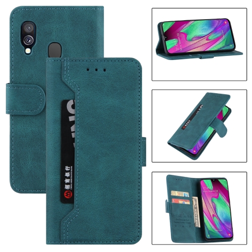 

For Samsung Galaxy A40 Reverse Buckle Horizontal Flip PU Leather Case with Holder & Card Slot & Wallet(Lake Blue)