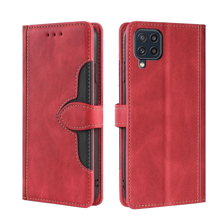 

For Samsung Galaxy M32 Global Skin Feel Straw Hat Magnetic Buckle Horizontal Flip PU Leather Case with Holder & Card Slots & Wallet(Red)