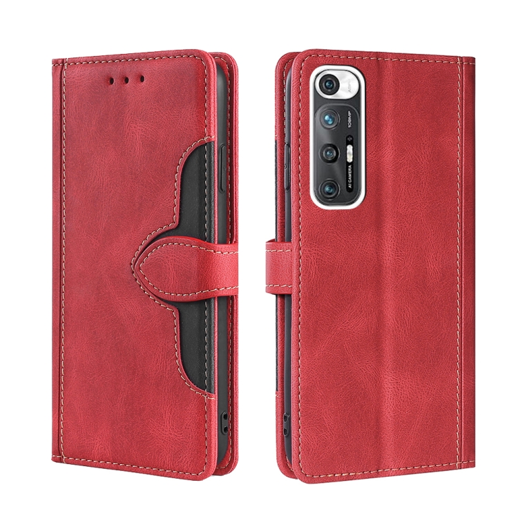 

For Xiaomi Mi 10S Skin Feel Straw Hat Magnetic Buckle Horizontal Flip PU Leather Case with Holder & Card Slots & Wallet(Red)