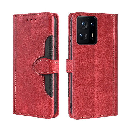 

For Xiaomi Mix 4 Skin Feel Straw Hat Magnetic Buckle Horizontal Flip PU Leather Case with Holder & Card Slots & Wallet(Red)