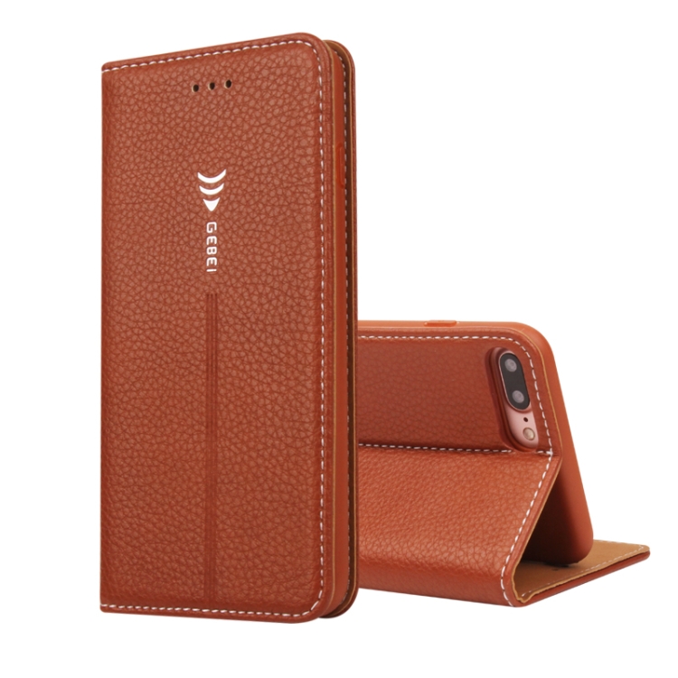

For iPhone 8 & 7 GEBEI PU+TPU Horizontal Flip Protective Case with Holder & Card Slots(Brown)