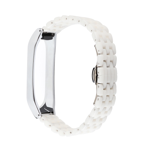 

For Xiaomi Mi Band 4 / 3 Ceramics Replacement Strap Watchband(Five Beads White)