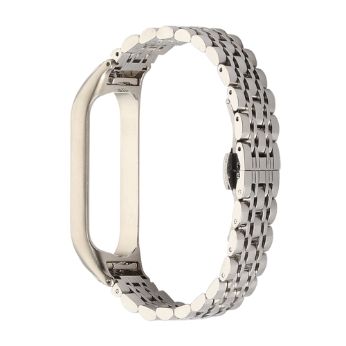 

For Xiaomi Mi Band 4 / 3 Seven-beads Stainless Steel Replacement Strap Watchband(Silver)