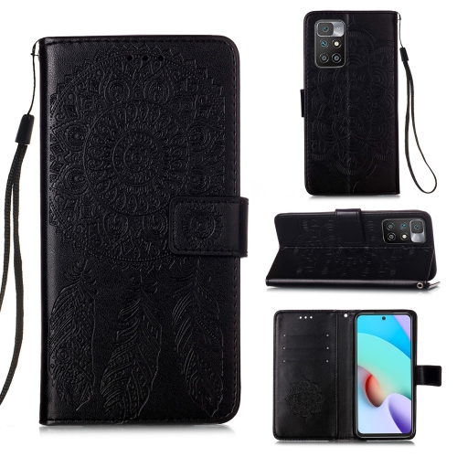 

For Xiaomi Redmi 10 Dream Catcher Printing Horizontal Flip Leather Case with Holder & Card Slots & Wallet & Lanyard(Black)