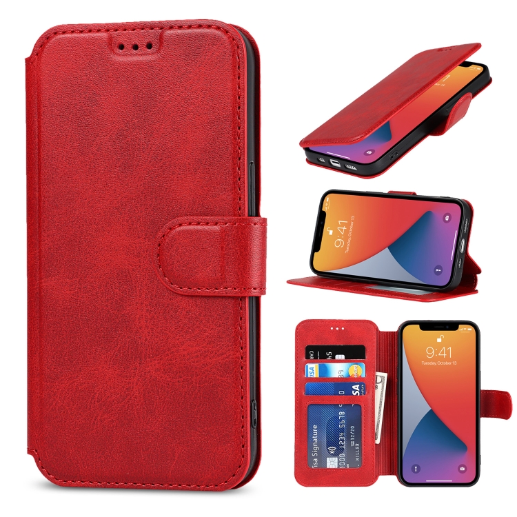 

Shockproof PU + TPU Leather Case with Card Slots & Holder & Photo Frame & Wallet For iPhone 13 mini(Red)