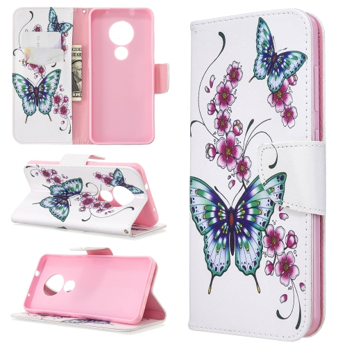 

For Nokia 6.2 / 7.2 Colored Drawing Pattern Horizontal Flip Leather Case with Holder & Card Slots & Wallet(Peach Blossom Butterfly)