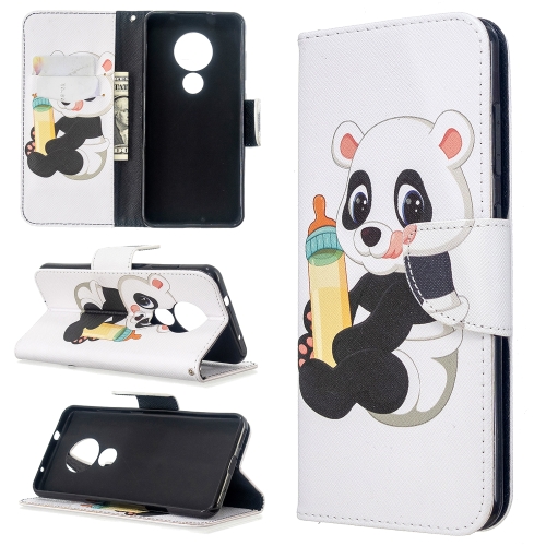 

For Nokia 6.2 / 7.2 Colored Drawing Pattern Horizontal Flip Leather Case with Holder & Card Slots & Wallet(Baby Bottle Panda)