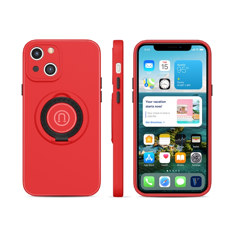 

Skin Feel 2 in 1 Magnetic PC + TPU Shockproof Case with Ring Holder For iPhone 13 mini(Red)