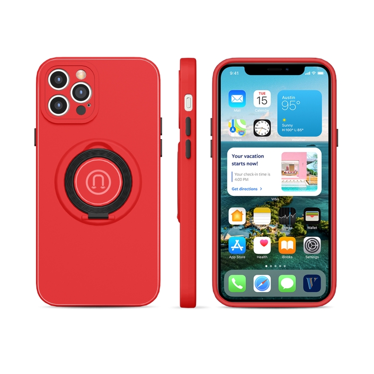 

Skin Feel 2 in 1 Magnetic PC + TPU Shockproof Case with Ring Holder For iPhone 11 Pro(Red)