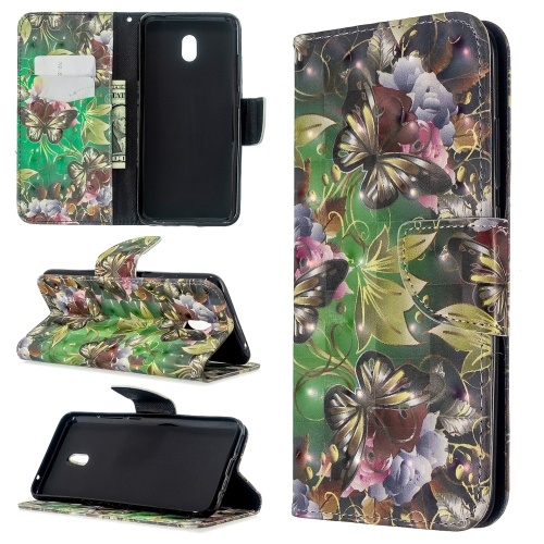 

For Xiaomi Redmi 8A 3D Colored Drawing Pattern Horizontal Flip Leather Case, with Holder & Card Slots & Wallet(Green Butterfly)