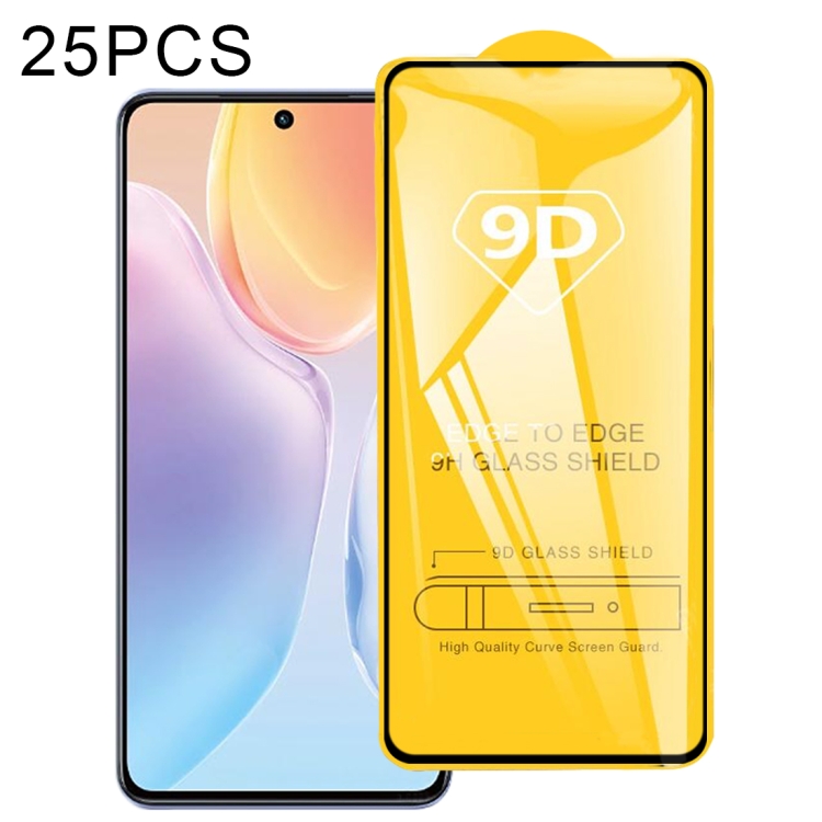 

For vivo X70 25 PCS 9D Full Glue Full Screen Tempered Glass Film