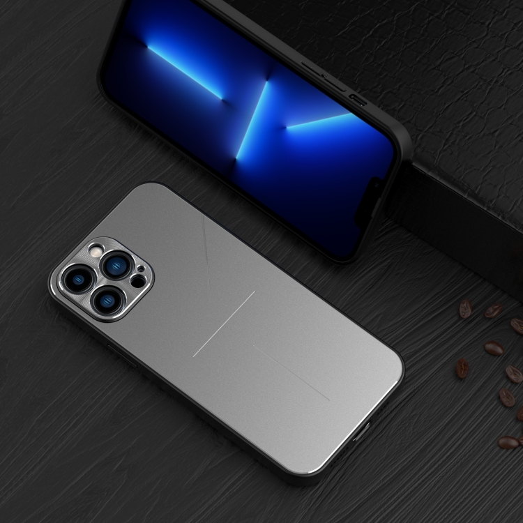 

R-JUST RJ-52 3-Line Style Metal TPU Shockproof Protective Case For iPhone 13 mini(Silver)