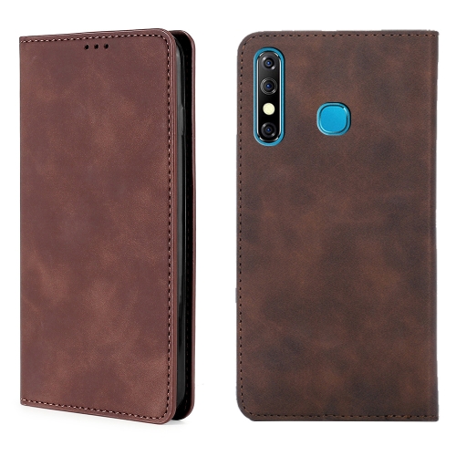 

For Infinix Hot 8 / Hot 8 Lite X650 X650B / Tecon Camon 12 CC7 Sp Skin Feel Magnetic Horizontal Flip Leather Case with Holder & Card Slots(Dark Brown)