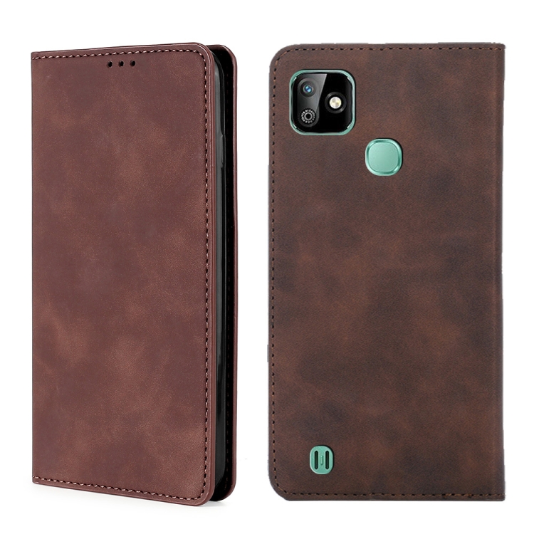 

For Infinix Smart HD 2021 X612 Skin Feel Magnetic Horizontal Flip Leather Case with Holder & Card Slots(Dark Brown)