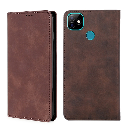 

For Infinix Itel Vision 1 Skin Feel Magnetic Horizontal Flip Leather Case with Holder & Card Slots(Dark Brown)