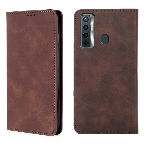 

For Tecno Camon 17 Skin Feel Magnetic Horizontal Flip Leather Case with Holder & Card Slots(Dark Brown)