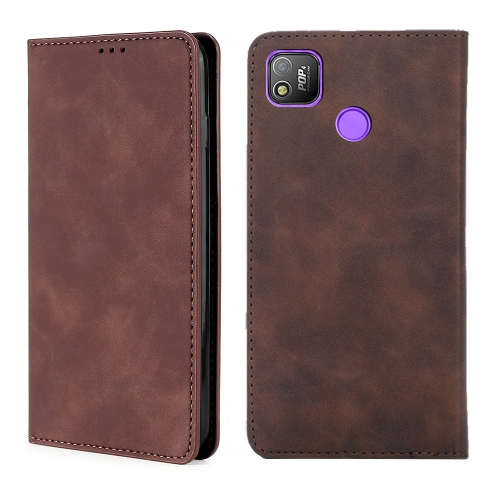 

For Infinix Tecno Pop 4 Skin Feel Magnetic Horizontal Flip Leather Case with Holder & Card Slots(Dark Brown)