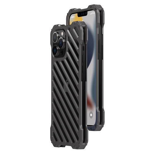 

R-JUST RJ-50 Hollow Breathable Armor Metal Shockproof Protective Case For iPhone 12(Deep Space Grey)