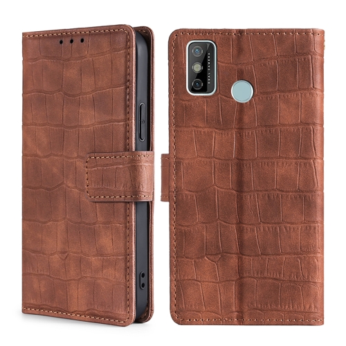 

For Tecno Spark 6 Go Skin Feel Crocodile Texture Magnetic Clasp Horizontal Flip PU Leather Case with Holder & Card Slots & Wallet(Brown)