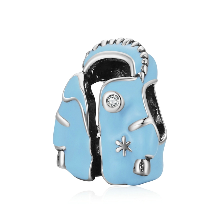 

S925 Sterling Silver Sky Blue Down Jacket Beads DIY Bracelet Necklace Accessories