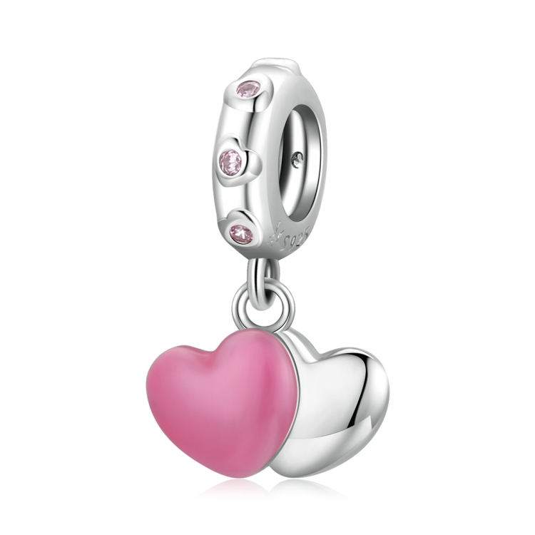 

S925 Sterling Silver Double Love Pendant DIY Bracelet Necklace Accessories