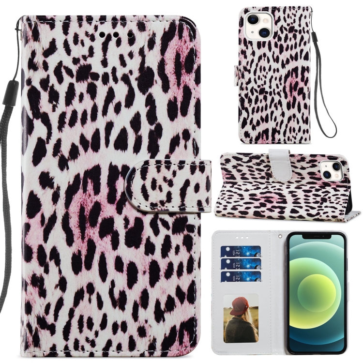 

Painted Pattern Horizontal Flip Leather Case with Holder & Card Slots & Photo Frame For iPhone 13 Mini(Leopard)