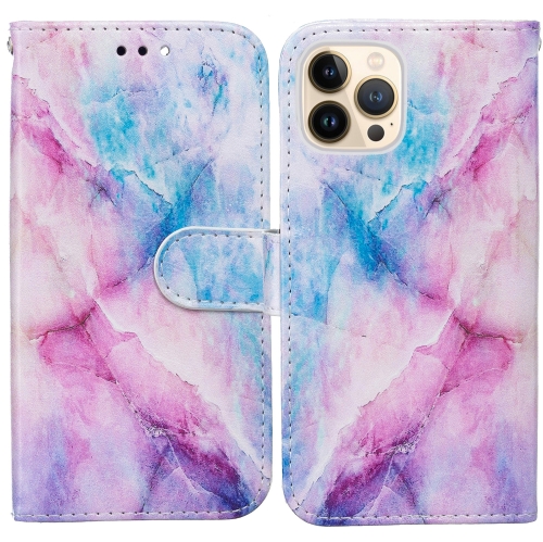 

Horizontal Flip Leather Case with Holder For iPhone 13 Pro(Blue Pink Marble)
