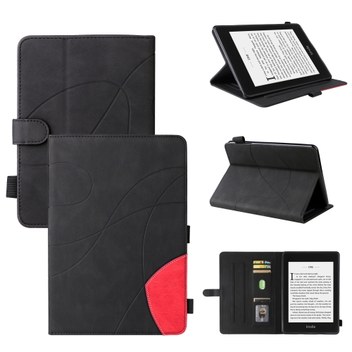 

For Amazon Kindle Paperwhite 4 / 3 / 2 / 1 Dual-color Splicing Horizontal Flip PU Leather Case with Holder & Card Slots & Sleep / Wake-up Function(Black)