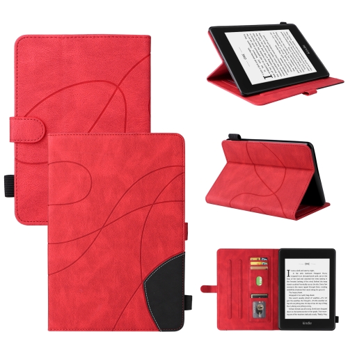 

For Amazon Kindle Paperwhite 4 / 3 / 2 / 1 Dual-color Splicing Horizontal Flip PU Leather Case with Holder & Card Slots & Sleep / Wake-up Function(Red)