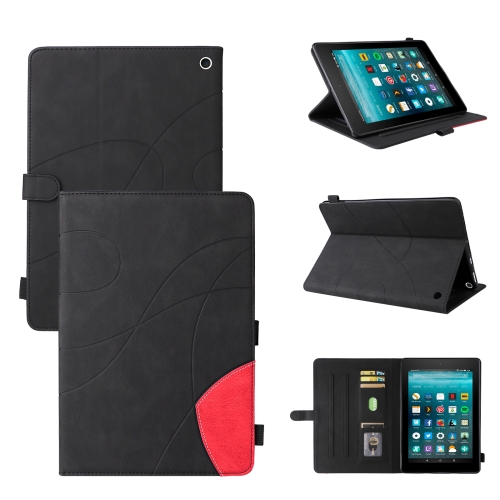 

For Amazon Fire HD 10 2021 Dual-color Splicing Horizontal Flip PU Leather Case with Holder & Card Slots & Sleep / Wake-up Function(Black)