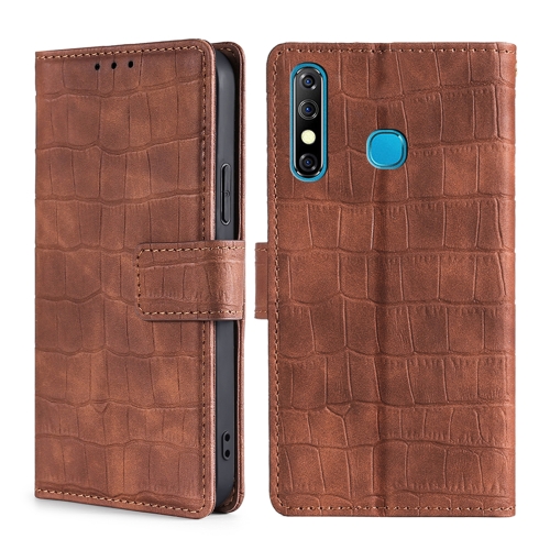 

For Infinix Hot 8 / 8 Lite Skin Feel Crocodile Texture Magnetic Clasp Horizontal Flip PU Leather Case with Holder & Card Slots & Wallet(Brown)