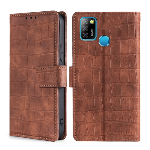 

For Infinix Hot 10 Lite / Smart 5 Skin Feel Crocodile Texture Magnetic Clasp Horizontal Flip PU Leather Case with Holder & Card Slots & Wallet(Brown)