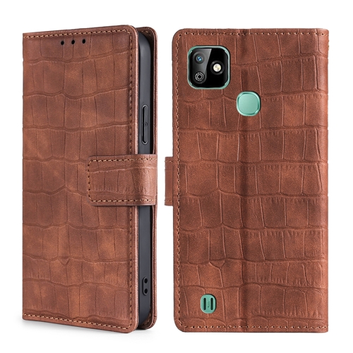 

For Infinix Smart HD 2021 Skin Feel Crocodile Texture Magnetic Clasp Horizontal Flip PU Leather Case with Holder & Card Slots & Wallet(Brown)