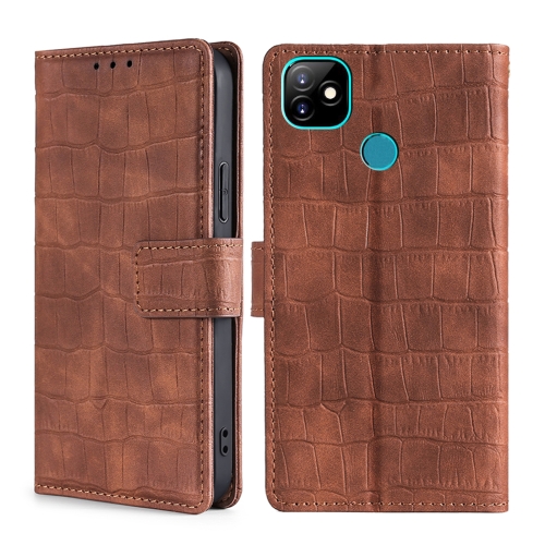 

For Itel Vision 1 Skin Feel Crocodile Texture Magnetic Clasp Horizontal Flip PU Leather Case with Holder & Card Slots & Wallet(Brown)