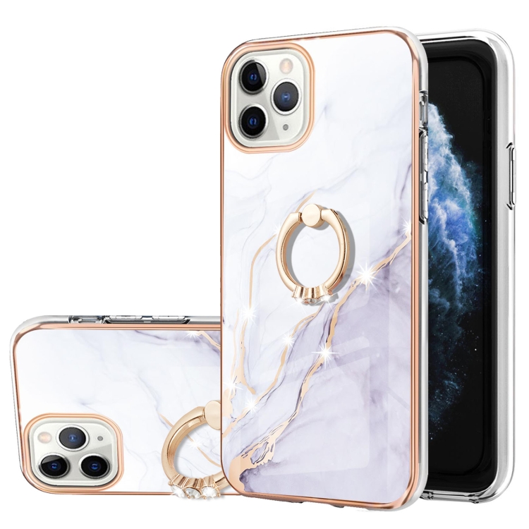 

Electroplating Marble Pattern IMD TPU Shockproof Case with Ring Holder For iPhone 11 Pro Max(White 006)