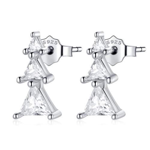 

S925 Sterling Silver Exquisite Christmas Tree Ear Studs Women Earrings(Silver)