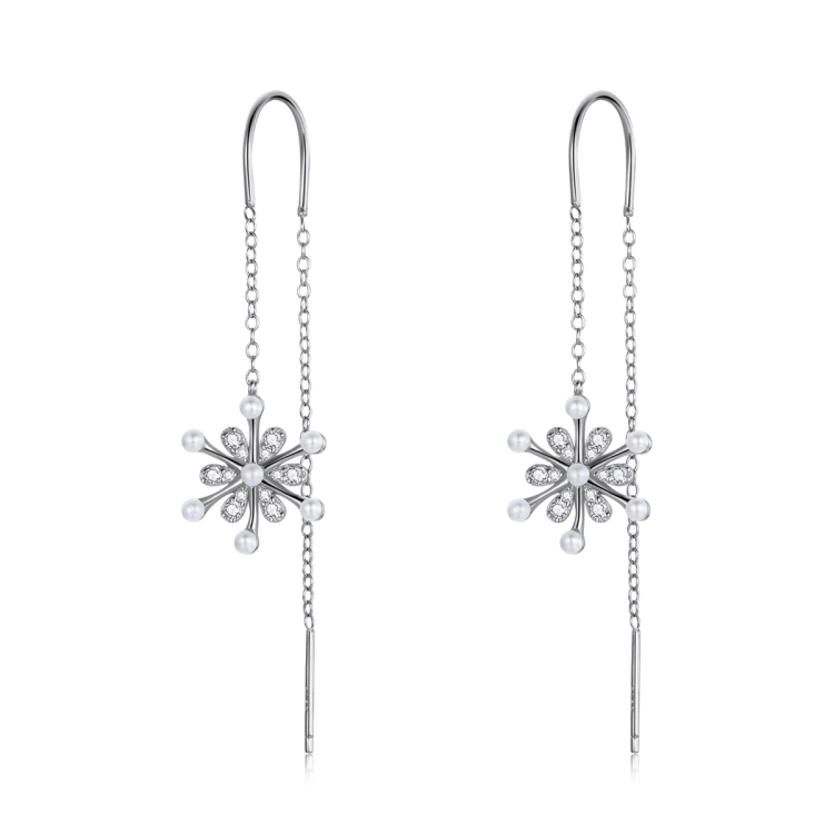 

S925 Sterling Silver Snowflake Ear Line Women Earrings