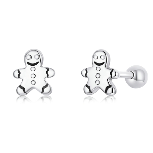 

S925 Sterling Silver Gingerbread Man Ear Studs Women Earrings