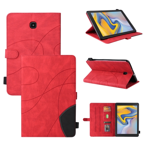 

For Samsung Galaxy Tab A 8.0 (2018) T387 Dual-color Splicing Horizontal Flip PU Leather Case with Holder & Card Slots(Red)