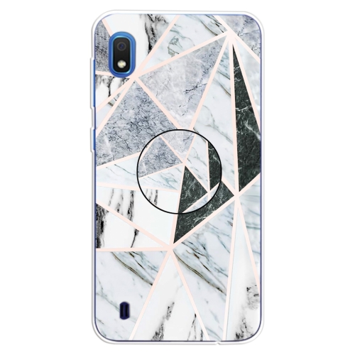 

For Galaxy A10 Embossed varnished Marble TPU Protective Case with Holder(Polytriangle)