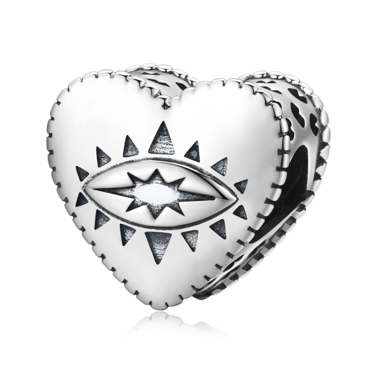 

S925 Sterling Silver Heart Devil Eye Beads DIY Bracelet Necklace Accessories