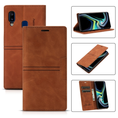 

For Samsung Galaxy A20 / A30 Dream Magnetic Suction Business Horizontal Flip PU Leather Case with Holder & Card Slot & Wallet(Brown)