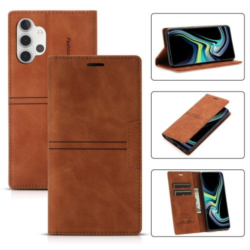 

For Samsung Galaxy A32 4G Dream Magnetic Suction Business Horizontal Flip PU Leather Case with Holder & Card Slot & Wallet(Brown)